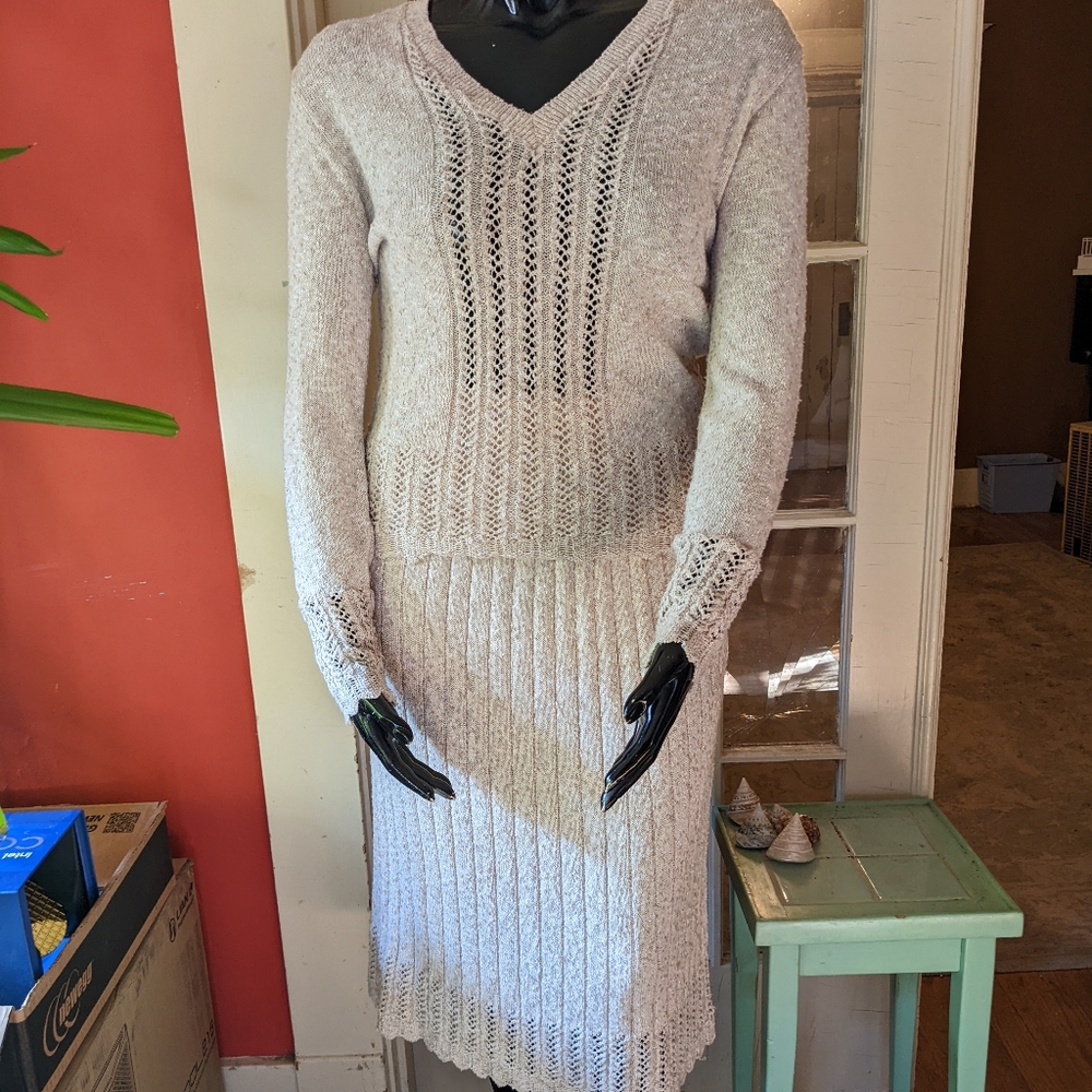 70s vintage British Vogue knitwear skirt set